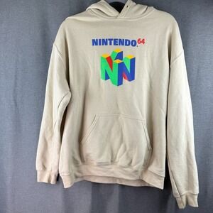 NINTENDO 64‎ Pullover Hoodie Tan Beige Mens M